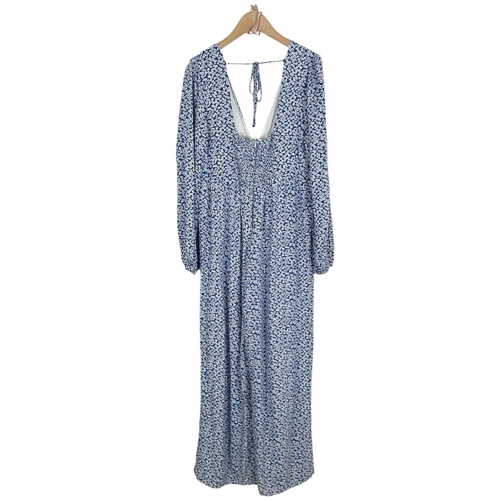 Lulus Afternoon Out Blue Floral Print Long Sleeve Jumpsuit Size Large - Picture 3 of 7